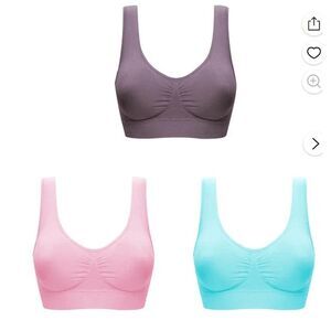 Genie Bra Set of 3 Jacquard Seamless Bras w/ Modesty Pads NWT